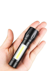 Gennext Handheld Zoomable LED Flashlight Rechargeable USB Tiny Portable Pocket Flash Light Torch with COB Side Searchlight High Lumens, Multicolour