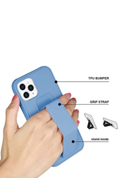 Apple iPhone 14 Pro Max Magnetic Foldable Back Stand with Finger Strap & Hand Grip Case Cover, Blue