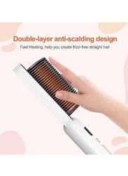 Gennext Straightening Stick with Built-in Comb with Multifunctional Styling, Adjustable Temperature and Anti-Scalding, Fast and Uniform Heating, White