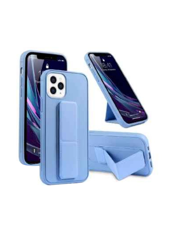 Zoomee Apple iPhone 14 Pro Max Mobile Phone Case Cover with Magnetic Foldable Back Stand & Finger Strap, Blue