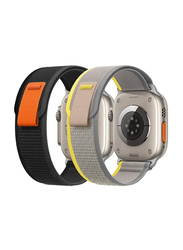 Gennext Nylon Weave Sport Loop Unisex Adjustable Pull Tab Strap for Apple Ultra Watch 49mm, Black/Grey