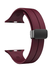 Gennext Soft Silicone Magnetic Buckle Replacement Sport Watch Band for Apple Watch 42/44/45/49mm, Wine Red