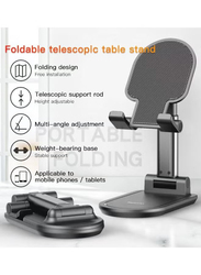 Yesido C85 Mini Foldable Desktop Holder Adjustable Aluminium Alloy Mobile and Tablet Stand, Black