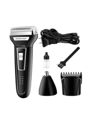 Gennext 3-in-1 Professional Cordless Rechargeable Waterproof Electric Razor Beard Trimmer with Hair Clippers, Black