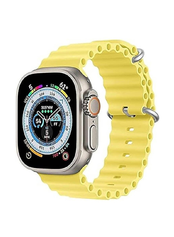 Gennext Replacement Silicone Hole Wavy Strap for Apple Watch Ultra/Watch Ultra 2 49mm, Yellow