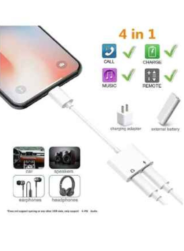 Gennext 2 In 1 Headphones Adapter Splitter, Lightning Male to Dual Lightning for Apple iPhones/iPad, White