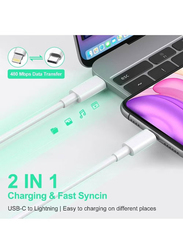 Gennext 2-Meters USB Type-C to Lightning Cable for iPhone/Airpods Pro, White