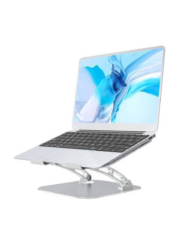 Gennext Ergonomic Height Angle Adjustable Laptop Holder Stand for MacBook/Air Pro/Dell/Samsung/Alienware All Laptops, Silver