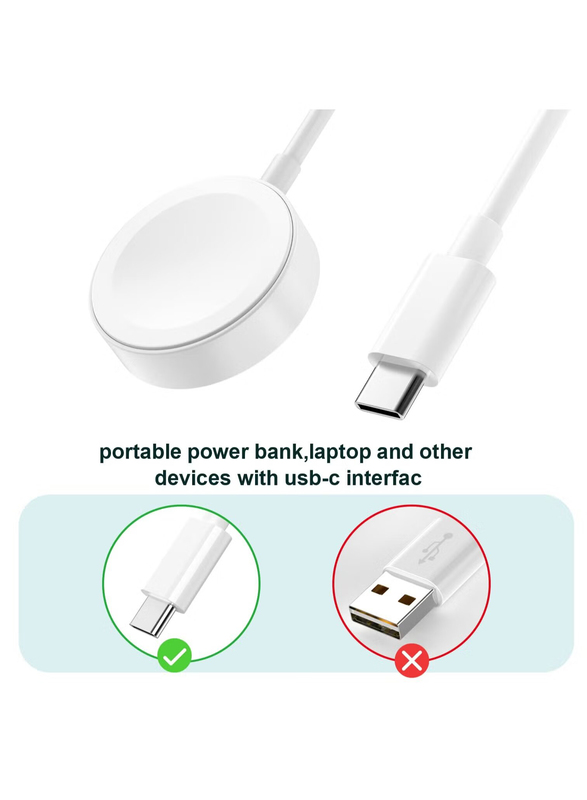 Gennext Fast Charger Wireless Charging Cable Compatible with Apple iWatch Series, White