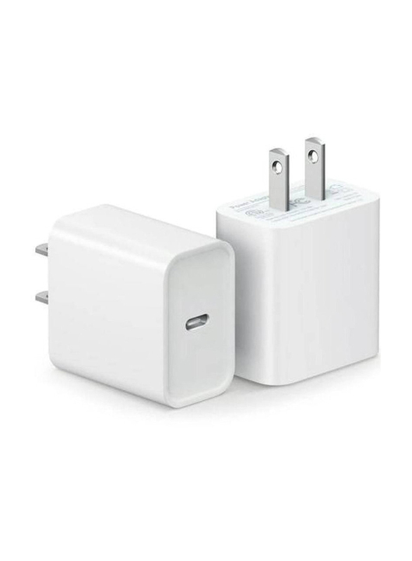 Gennext 20W Fast Charger PD Wall Charger for Smartphones, 2 Pieces, White