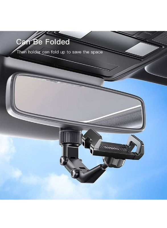 Yesido Universal C192 Clip-on Rotating Car Rear-view Mirror Mount with Adjustable Bracket for 4-6.7" Phones, Black