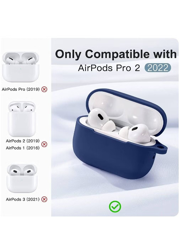 Gennext Soft Silicone Protective Skin Case Cover for Apple AirPods Pro 2, Blue