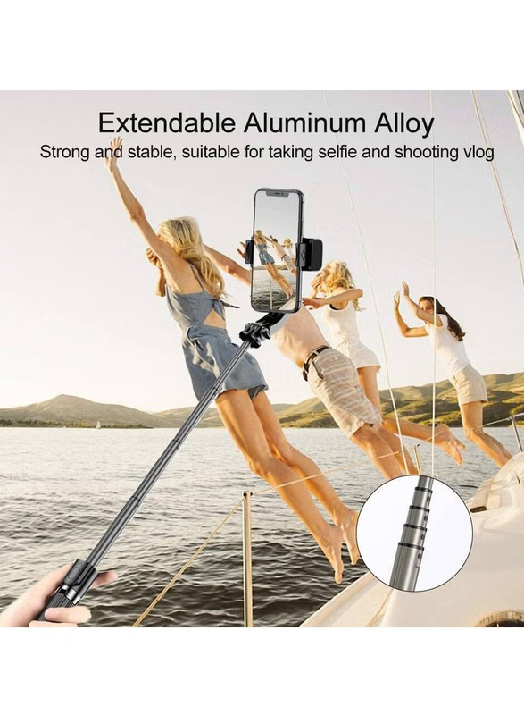 360 Degree Rotation Selfie Stick Gimbal Stabilizer Tripod with Wireless Remote & Portable Phone Holder for Smartphones/Tiktok/Vlog/ Youtuber Live Video Record, Black