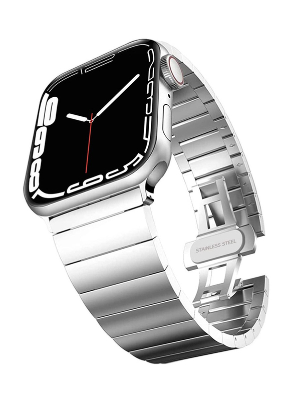 Zoomee Replacement Adjustment Stainless Steel Metal Bands for Apple Watch 42mm/44mm/45mm/49mm/iWatch Ultra Series 8/7/6/5/4/3/2/1, Silver
