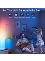 Smart RGB Corner Floor Lamp with Music Sync Colour Changing App Control Remote for Gaming & Living Room Birthday Party, Multicolour