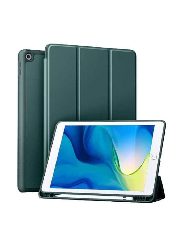 

Gennext Apple iPad 8th Gen 10.2-Inch Smart Folio Soft TPU Protective Case Cover with Apple Pencil Holder, Pine Green