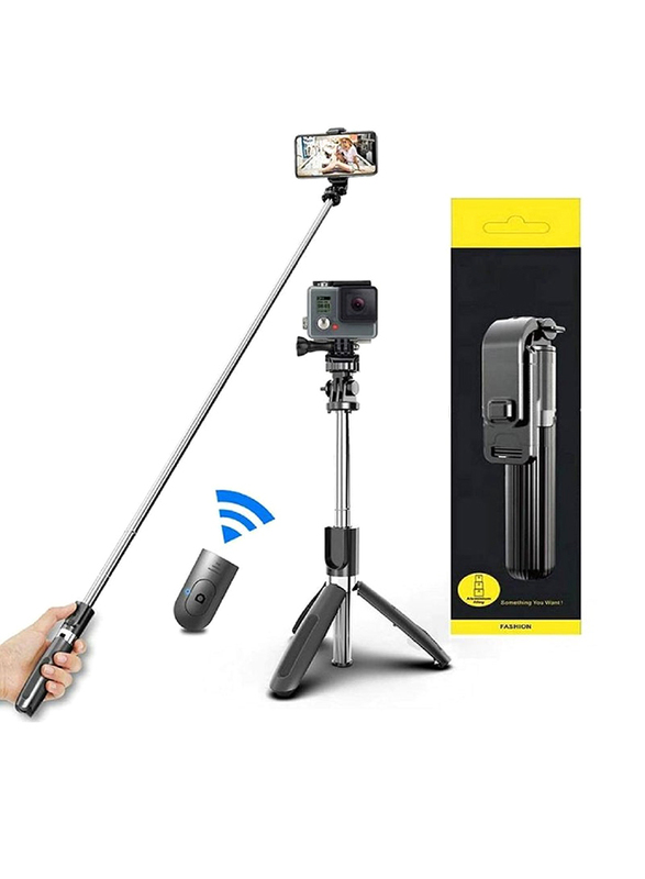 Gennext 4.5-inch -6.2-inch Smartphone Extendable Selfie Stick & Tripod Phone Holder with Bluetooth Wireless Remote, Silver/Black