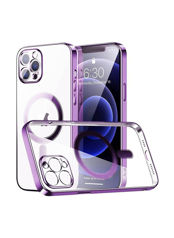 Apple iPhone 13 Pro Protective Luxury Hybrid Magnetic Magsafe Charging Mobile Phone Case Cover, Purple