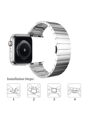 Zoomee Replacement Adjustment Stainless Steel Metal Bands for Apple Watch 42mm/44mm/45mm/49mm/iWatch Ultra Series 8/7/6/5/4/3/2/1, Silver