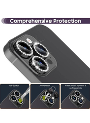 Gennext Apple iPhone 14 Pro Max/14 Pro Set with Diamonds Bling Camera Cover Tempered Glass Camera Lens Protector, Diamond/Black