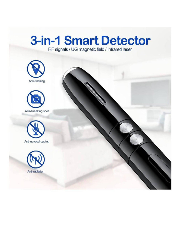 3-in-1 Anti Spy Hidden Camera Detector with 5 Levels Sensitivity, 3 Professional Modes, Black