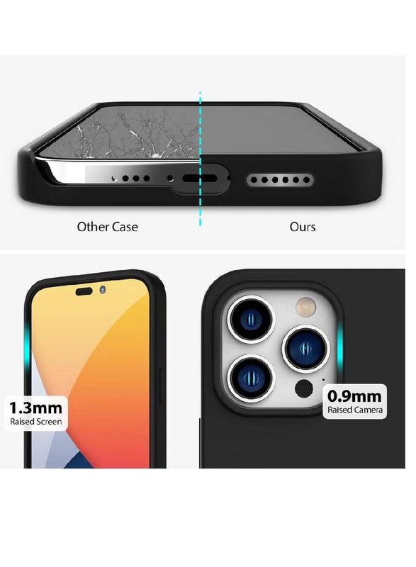 Apple iPhone 14 Pro Soft Silicone Anti-Scratch Gel Rubber Shockproof Protective Mobile Phone Back Case Cover, Black