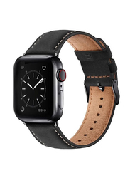 Gennext Replacement Genuine Leather Band Compatible With Apple Watch Series 8/7/SE/6/5//4/3/2/1 Ultra Watch 49mm/Ultra Watch 2/45mm 44mm 42mm, Black