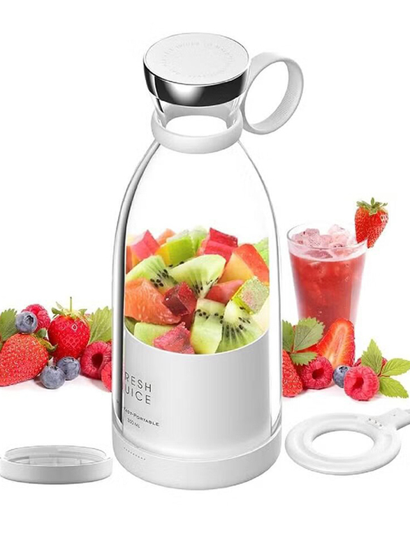 USB Rechargeable Portable Smoothies Blender, White/Clear