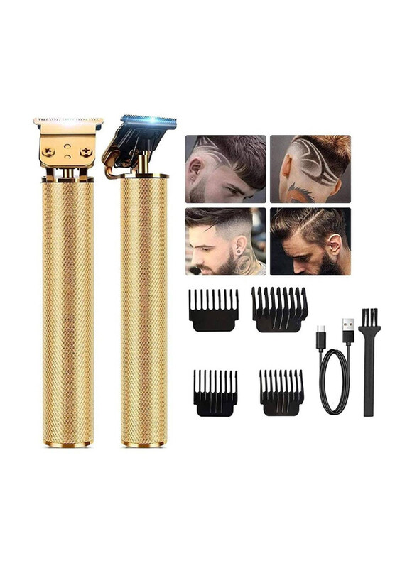 

Gennext Rechargeable Cordless Zero Gapped T-Blade Beard Trimmer Professional Hair Clippers for Men, Gold