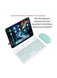 Gennext Ultra-Slim Bluetooth Keyboard and Mouse Combo Rechargeable Portable Wireless Keyboard Mouse Set for Apple iPad iPhone iOS 13 and Above Samsung Tablet Phone Smartphone Android Windows, Green