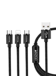 Yesido 3 In 1 USB Cable, USB Male to Multiple Types for Smartphones/Tablets, Black