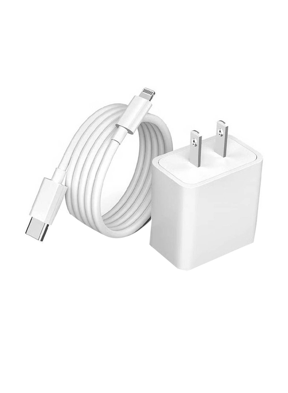Gennext 20W Fast Charging Wall Charger, Apple MFi Certified, with Lightning Cable for Smartphones, White