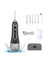 Waterloos 300ml 5 Modes USB Rechargeable Waterproof Water Flosser Oral Irrigator for Teeth Braces, Black