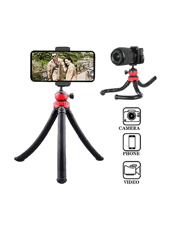 Gennext 360° Mini Flexible Tripod Octopus Spider Stand Holder for Action Camera/DSLR/Smartphones, Black