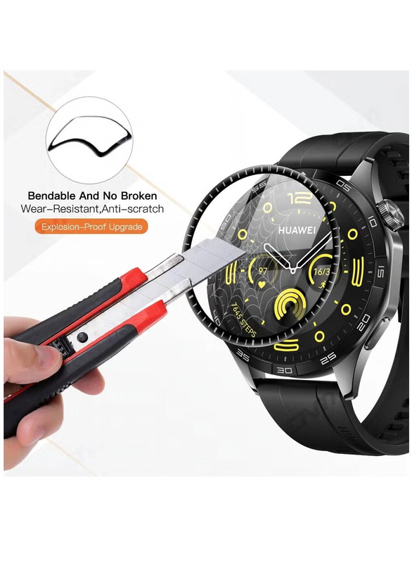 Protective Anti-Scratch Bubble-Free Dust-Free Premium Tempered Glass Screen Protector for Huawei Watch GT 4 46mm, Clear