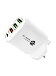 Gennext 36W PD 3.0 Multi-Port Quick Charging Wall Charger for Smartphones & Tablets, White