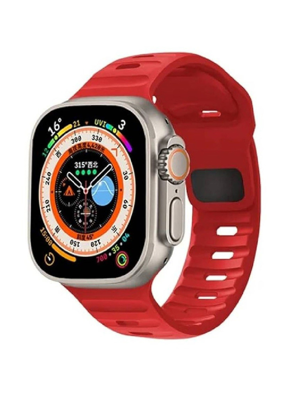 Gennext Soft Horizontal Silicone Band for Apple Watch Series Ultra 2/9/8 Ultra/8/7/6/5/4/3/SE 49mm/44mm/45mm/42mm, Red