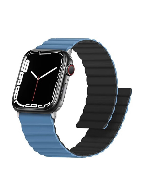 

Gennext Replacement Adjustable Magnetic Strap for Apple Watch Series 8/7/SE/6/5/4/3/2/1 45mm 44mm 42mm/Ultra 49mm, Black/Blue