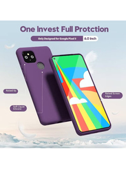 Gennext Google Pixel 5 Liquid Silicone Mobile Phone Case Cover for Women with Matte Solid Protective & Shockproof Bumper, Purple