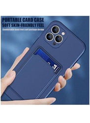 Apple iPhone 14 Pro Protective Shockproof Card Slot Luxury Rubber Mobile Phone Case Cover, Dark Blue