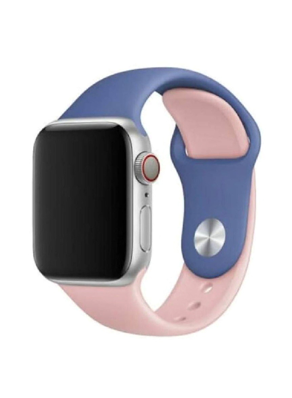 Gennext Dual Colour Soft Silicone Watch Strap for Apple Watch 42mm/44mm/45mm & iWatch Series 7/6/SE/5/4/3/2/1, Blue/Pink
