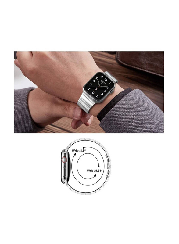 Gennext Replacement Stainless Steel Band for Apple Watch 8/7/6/5/4/3/2/1/SE/Ultra 49mm/45mm/44mm/42mm, Silver