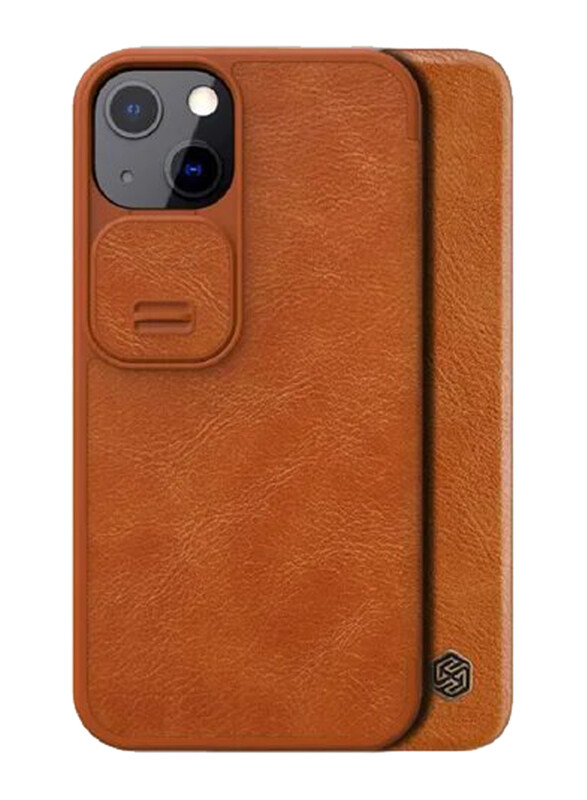 

Nillkin Apple iPhone 14 Plus Qin Pro Flip Leather Wallet with Card Holder & Slide Camera Protection Mobile Phone Case Cover, Brown