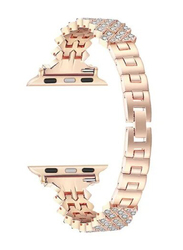 Gennext Bling Diamond Stainless Steel Strap for Apple Watch Ultra 49mm & Series 8/7/6/5/4/3/2/1/SE 45mm/44mm/42mm, Rose Gold