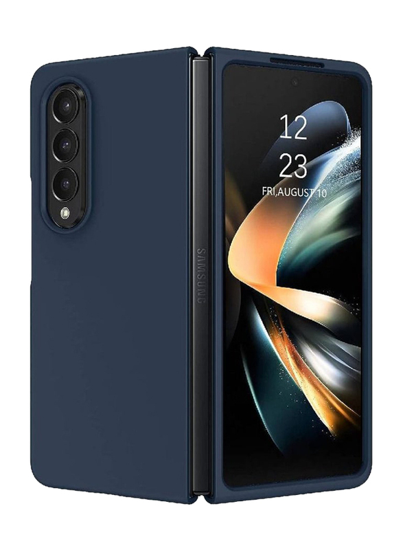 Zoomee Samsung Galaxy Z Fold 4 Protective Soft Silicone Gel Rubber Bumper Slim Hard PC Thin Shockproof Case Cover, Dark Blue
