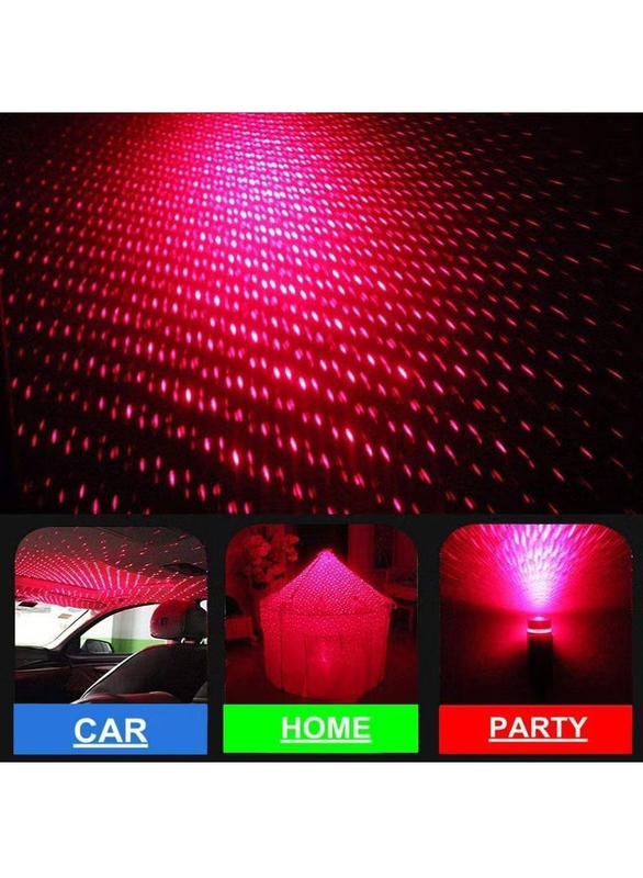 Gennext Flexible Romantic Galaxy USB Car Roof Star LED Lights, Red