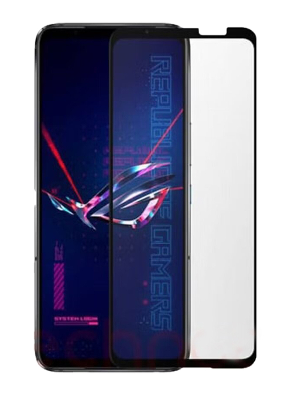 Asus ROG Phone 6D Ultimate Full Coverage 9H Anti-Scratch Tempered Glass Screen Protector, Clear/Black