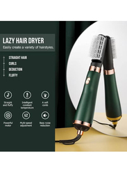 Gennext 3-in-1 New Electric Rotating Hot Air Blow Dryer Brush with Hairdryer Blower Hair Curler Brush & Auto Curling Iron, Green/Black