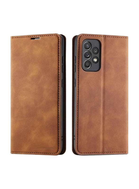 

Zoomee Samsung Galaxy A33 5G Premium Leather Wallet Mobile Phone Flip Case Cover With Card Holder, Brown