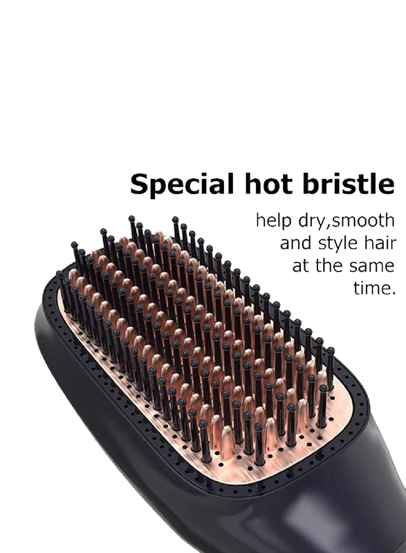 Arabest 3-In-1 Professional Hair Dryer Negative Ion Blow Hair Straightening Hot Air Electric Comb Brush, Black/Brown